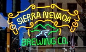 SAN FRANCISCO, CA - OCTOBER 3, 2013: A neon sign hanging in the window of an Italian restaurant in San Francisco advertises the Sierra Nevada Brewing Company's line of craft beers. (Photo by Robert Alexander/Getty Images)
